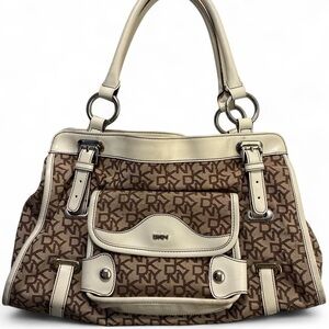 DKNY Tan and Cream Shoulder Bag